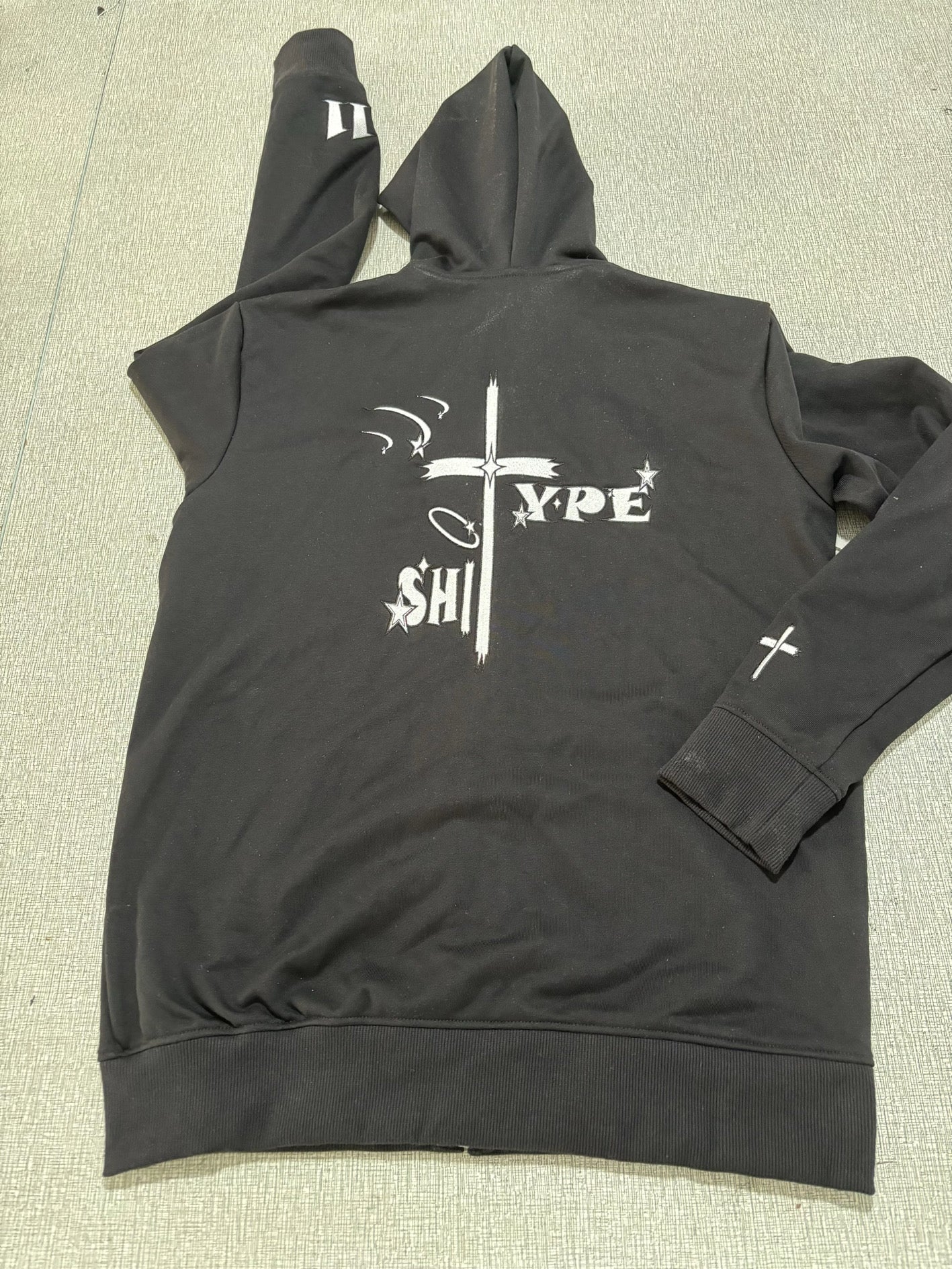 Black unethical zipup hoodie